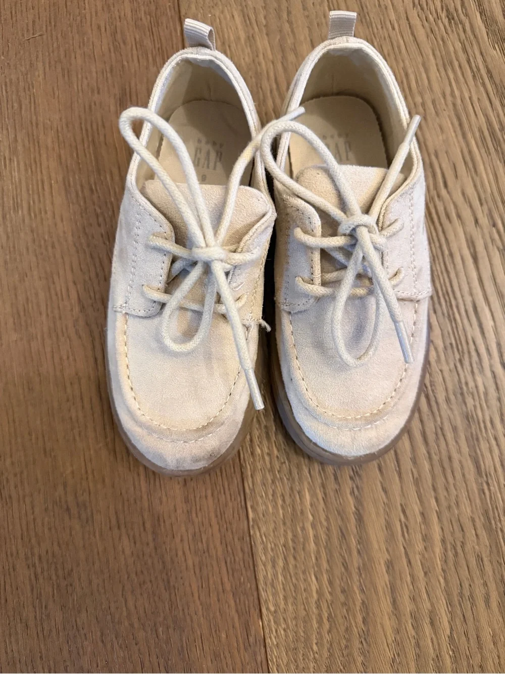 GAP Kids Cream Suede Moccasins with Lace Tie